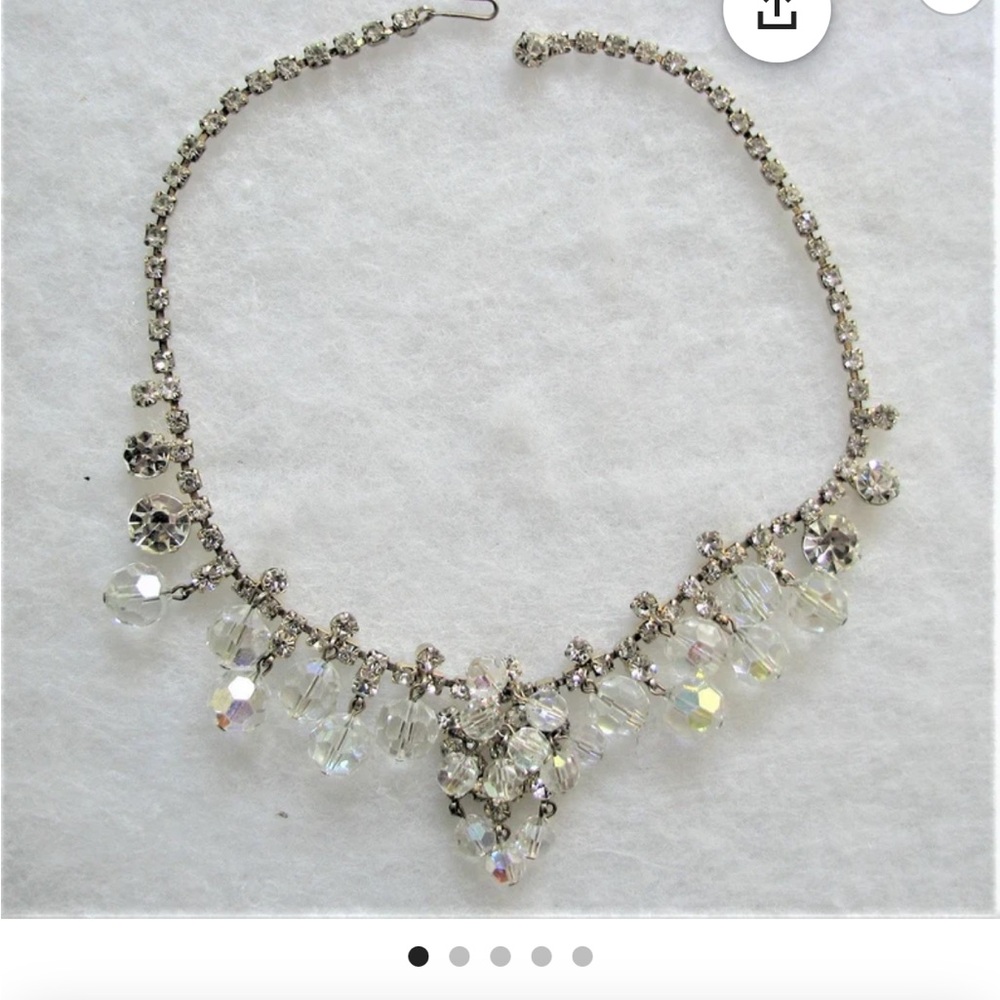 Juliana DE Aurora Borealis AB Crystals Dangle Drop Waterfall Bib Necklace - Picture 2 of 3